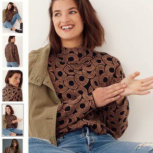 Anthropologie Carys Mock Neck Sweater Black Motif